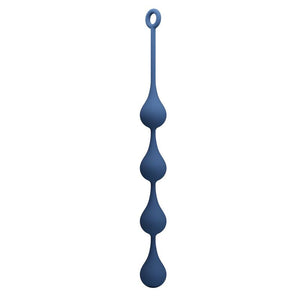 Rückansicht: blaue Waterdrop XL Analkette mit Form des Fußes