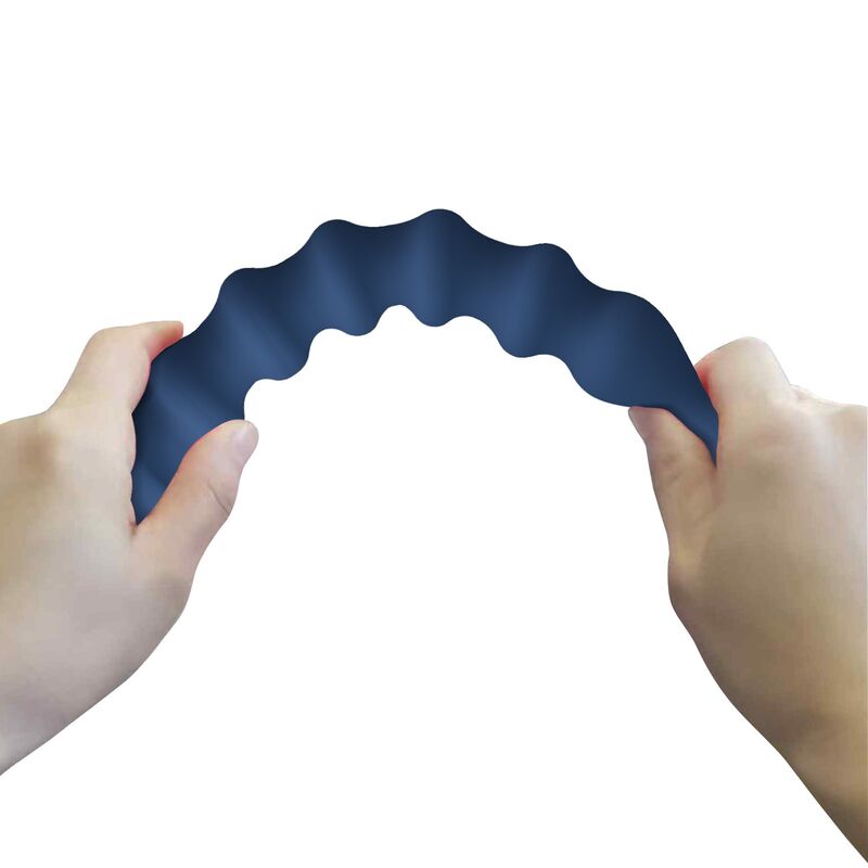 Vorderansicht: blaue George-Analkette, eng angeordnete Wellen und modellierter Kopf