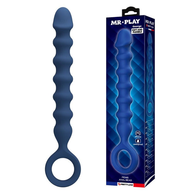 blaue George-Analkette mit MR PLAY Verpackung, eng angeordnete Wellen und modellierter Kopf