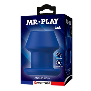 blauer Jack M Tunnel-Analplug, Verpackung und Produktansicht