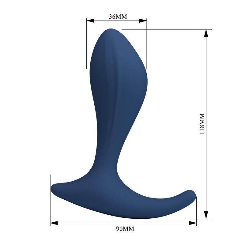 Maßzeichnung für blauer Bill Prostatamassager: 11,8 cm Gesamtlänge und Ø 3,6 cm