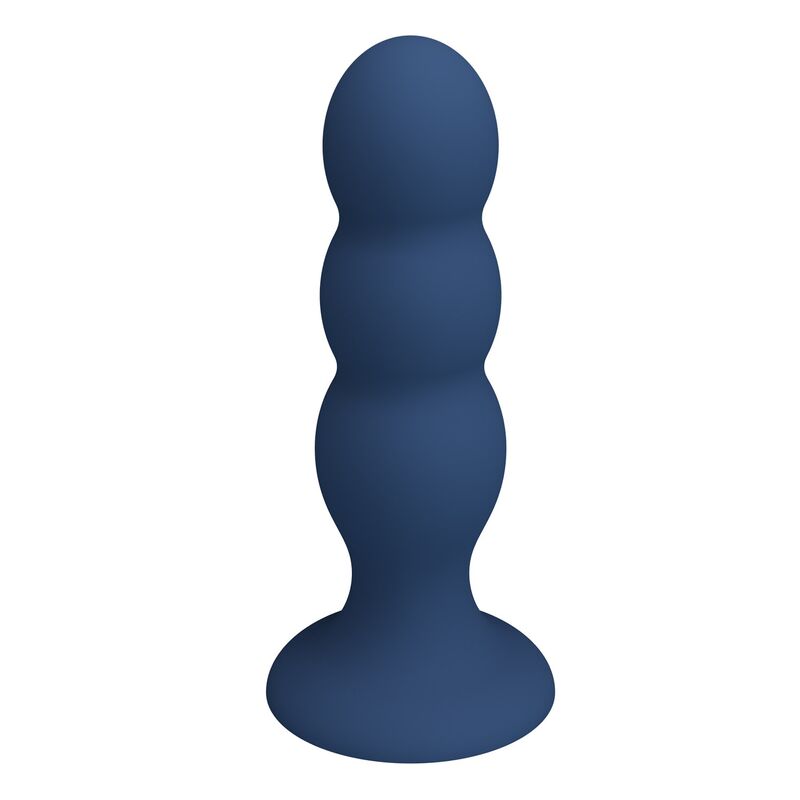 Plug anal lesté bleu à 3 billes métalliques boîte et présentation du produit