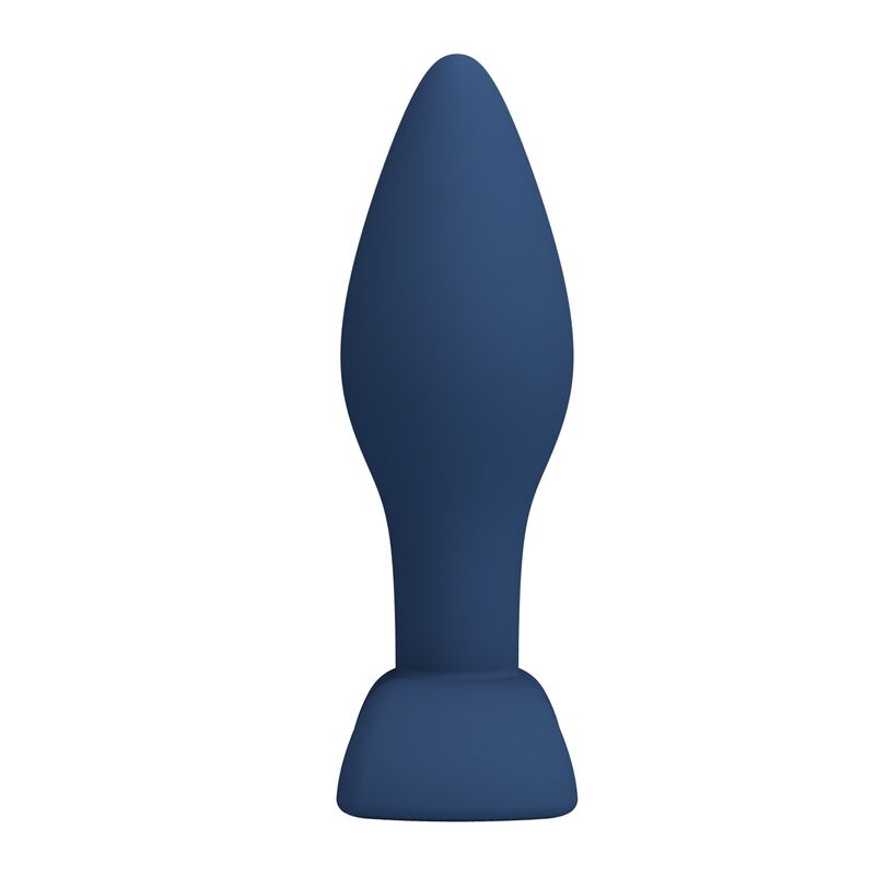Rückansicht: blauer Bulb S Analplug mit Form des Fußes