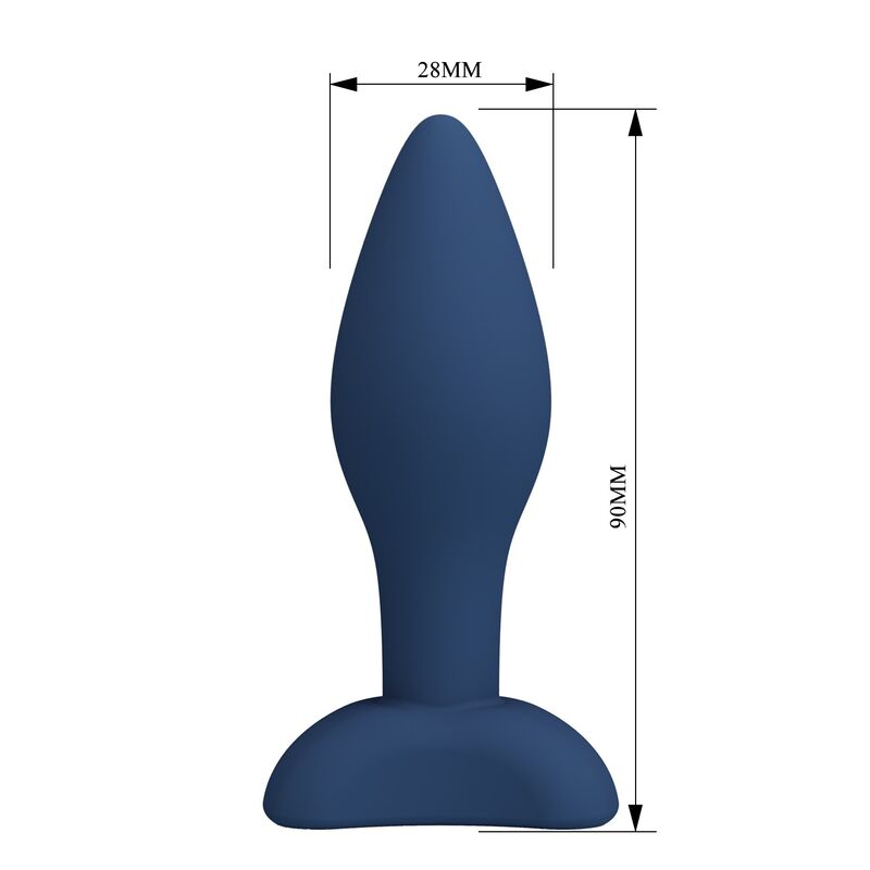 Profilansicht: blauer Bulb S Analplug auf weißem Hintergrund