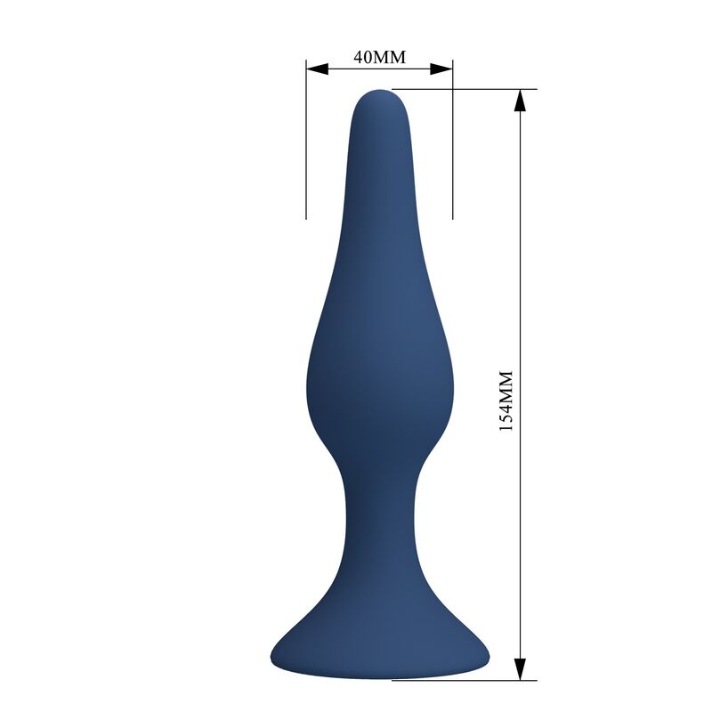 Maßzeichnung für blauer Slim XL Analplug: 15,4 cm Gesamtlänge und Ø 4,0 cm