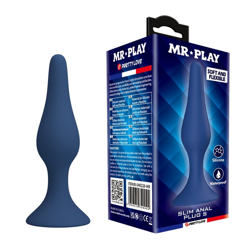 MR PLAY PLUG ANAL FIN EN SILICONE BLEU TAILLE S