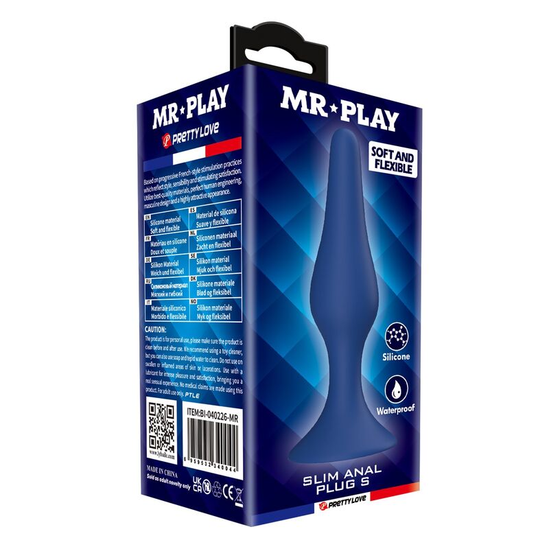MR PLAY PLUG ANAL FIN EN SILICONE BLEU TAILLE S
