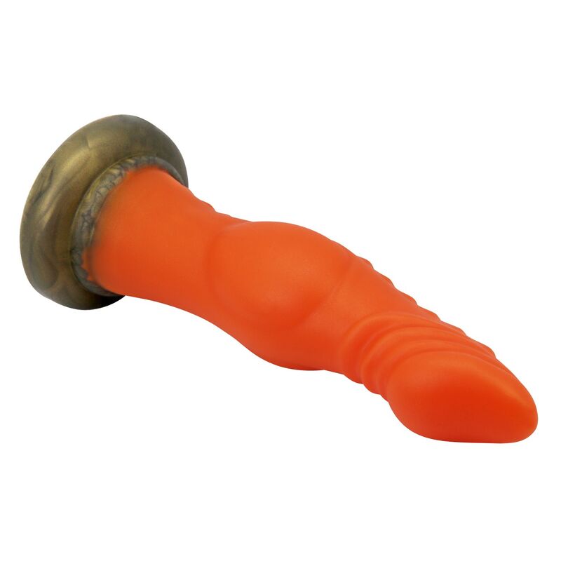 Gode Blazeheart Charger couché, nervures transversales sur un flanc du fût