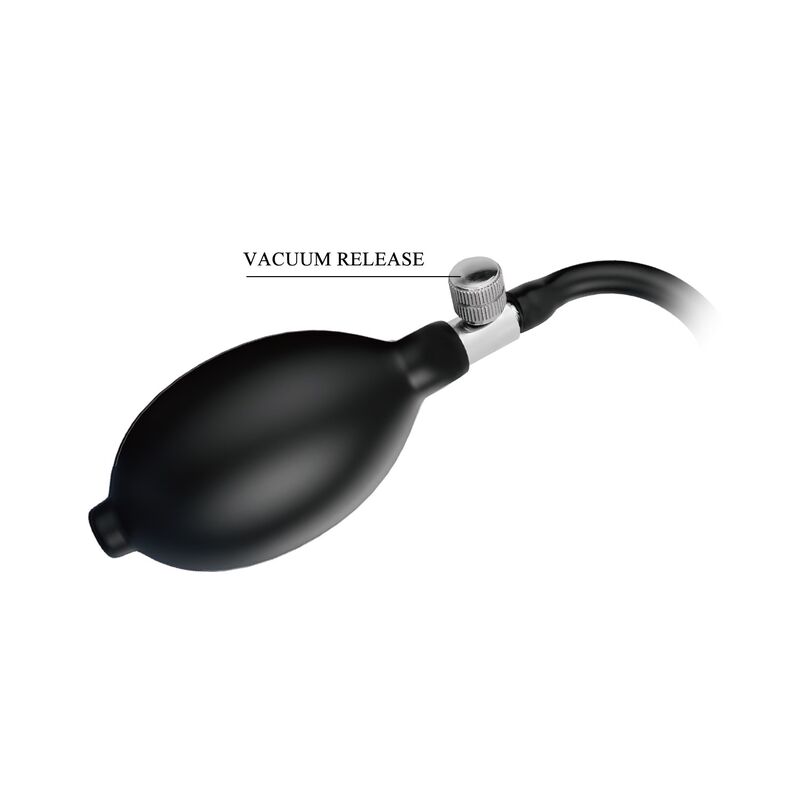 Plug anal gonflable Ebon Leviathan en silicone irisé, base en T et poire de gonflage