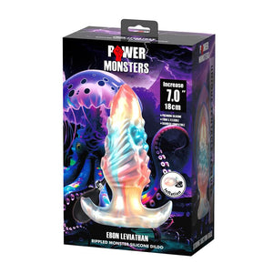 Plug anal gonflable Ebon Leviathan en silicone irisé, base en T et poire de gonflage