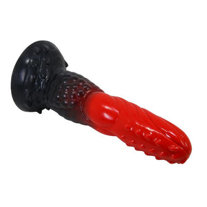 Gode monstre Fire Dragon de trois quarts, tête rouge à picots et fût noir écaillé