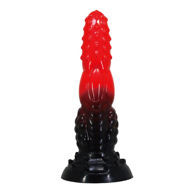 Face arrière du gode Fire Dragon : rangées de picots pointus sur la tête rouge