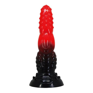 Face arrière du gode Fire Dragon : rangées de picots pointus sur la tête rouge