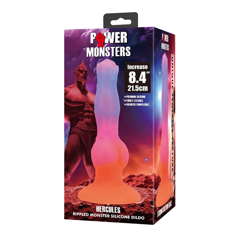 Power-Monsters-Hercules-Box und dreifarbiger Fantasy-Dildo