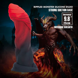Gode fantasy XXL Infernal Goliath en silicone rouge et noir