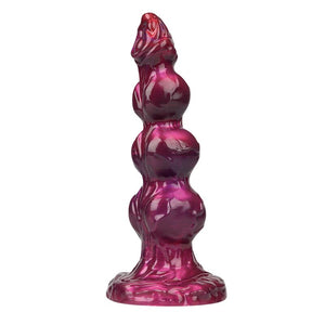 Gode monstre Primal Beastlord en silicone rose fuchsia, trois bourrelets et base ventouse