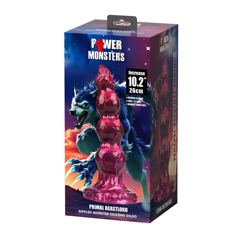 Boîte Power Monsters Primal Beastlord, rippled monster silicone dildo 26 cm