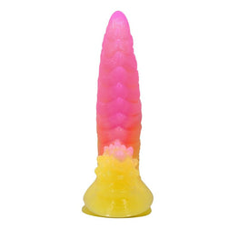Gode Flame Beast de face : ondulations empilées du bout rose à la base jaune