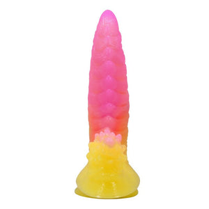 Gode Flame Beast de face : ondulations empilées du bout rose à la base jaune