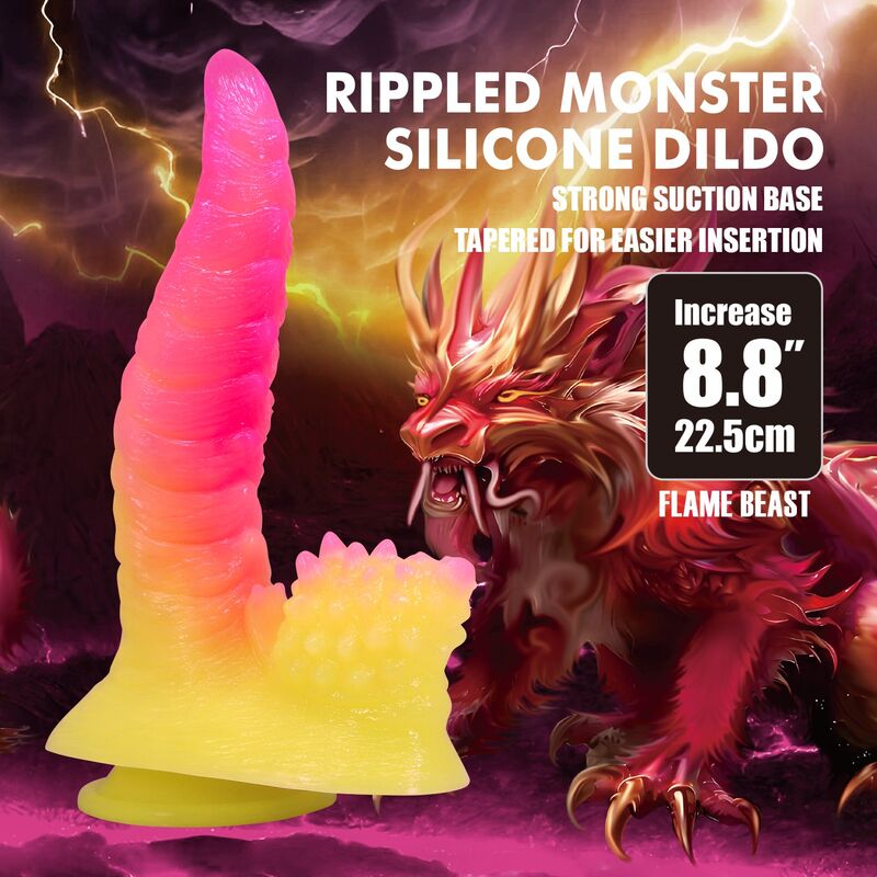Visuel Power Monsters Flame Beast : le gode devant une créature de feu
