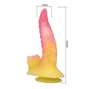 Schéma coté du gode Flame Beast : 225 mm de hauteur, 50 mm de diamètre