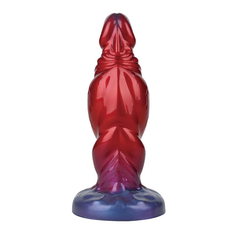 Plug gonflable Shadow Behemoth en silicone rouge et bleu, avec sa poire de gonflage