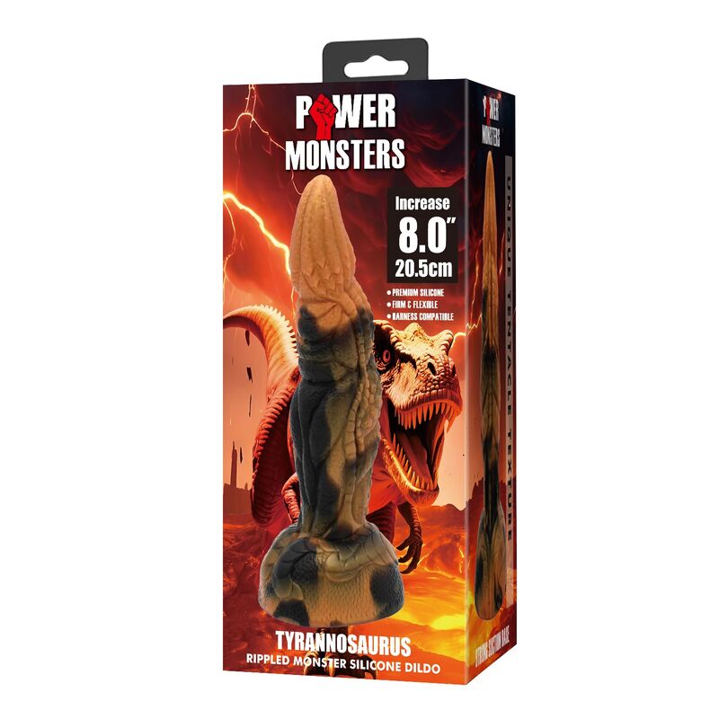 Power Monsters Tyrannosaurus box and silicone dinosaur dildo