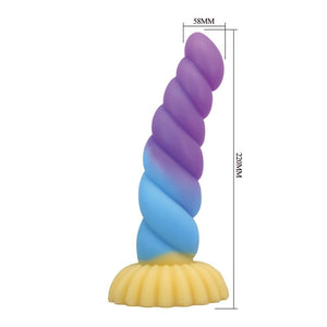 Schéma coté du gode Unicorn avec ses dimensions en millimètres