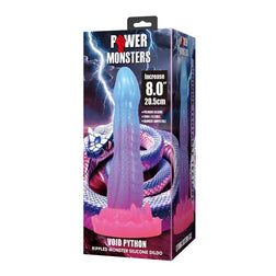 Boîte Power Monsters Void Python et le gode debout sur sa base ventouse rose