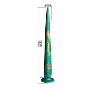 Schéma coté du gode Wildwyrm Tail : 470 mm de long, 440 mm insérables, 49 mm de diamètre