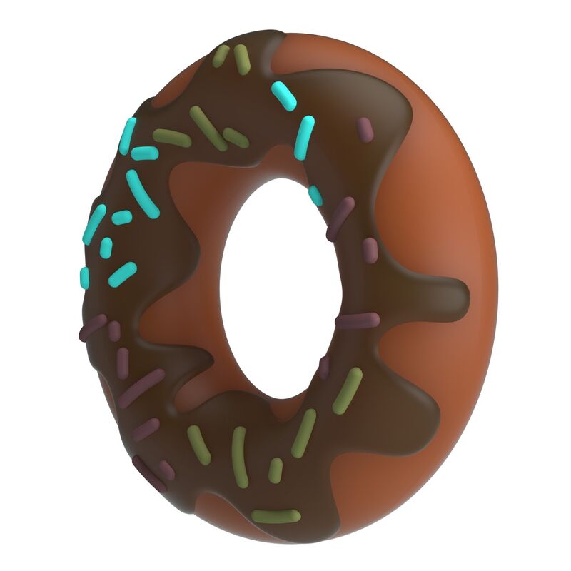 Super Donut Penisring aus Silikon in Braun — schräge Ansicht