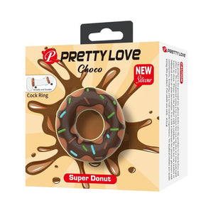 Super Donut Penisring aus Silikon in Braun — Pretty Love Verpackung