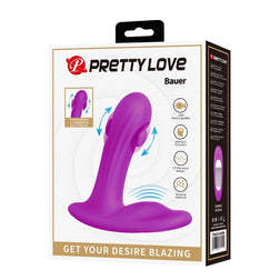 Boîte Pretty Love Bauer montrant les mouvements latéraux, les 12 vibrations et la recharge USB