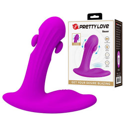 Masseur prostatique Bauer violet à côté de sa boîte Pretty Love