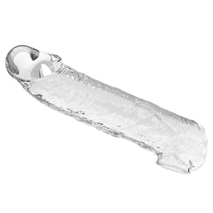 Transparente Penishülle Silas in schräger Ansicht mit sichtbarem integriertem Haltering