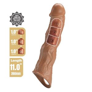 Schéma de la gaine pénienne Pretty Love de 28 cm avec ses trois inserts amovibles numérotés