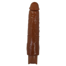 Vue de face du vibrateur Soren marron, avec gland sculpté et tige veinée