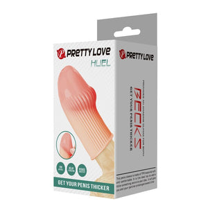 PRETTY LOVE Huel flesh-coloured ribbed penis sleeve for added thickness
