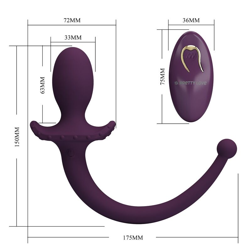 Plug anal vibrant à queue Lioea violet — dimensions 17,5 cm