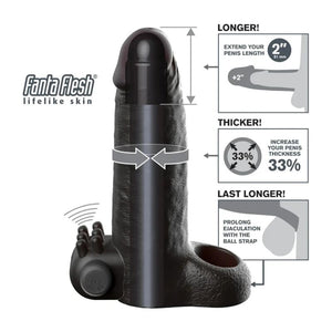 Gaine d'extension de pénis vibrante 5 cm — noir
