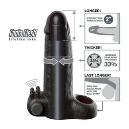 FANTASY X TENSIONS MANCHON D EXTENSION PENIENNE VIBRANT A SENSATIONS REALISTES DE 5 CM NOIR