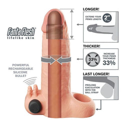 FANTASY X TENSIONS MANCHON D EXTENSION PENIENNE DE 5 CM A SENSATIONS REELLES VIBRANTES BEIGE