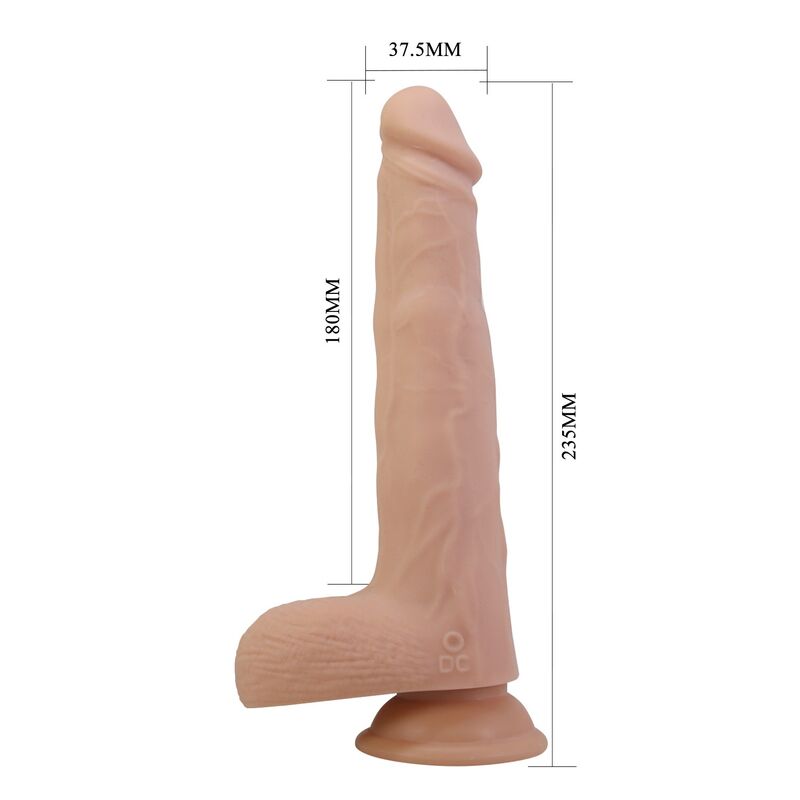 Schéma du Miles : 23,5 cm au total, 18 cm insérables et bout de 3,75 cm de diamètre