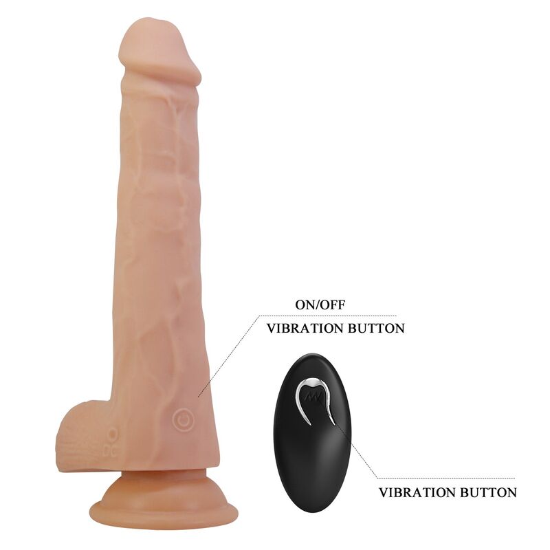 Gode Miles couleur chair et télécommande noire, avec repères des boutons