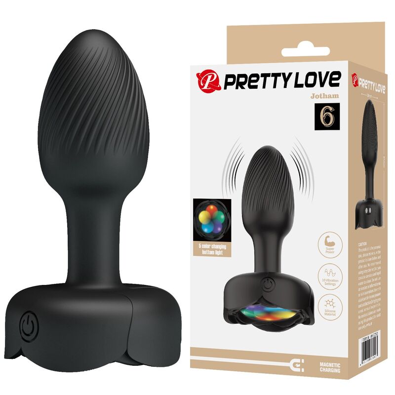 Plug anal Jotham noir présenté avec son emballage Pretty Love