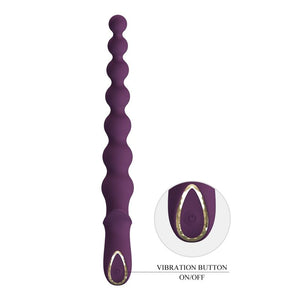 Chapelet anal Rigdon violet, bouton de vibration sur la poignée