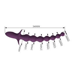Schéma coté du Rigdon : 260 mm de long, billes de 18 à 32 mm, ailette de 68 mm