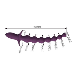 Schéma coté du Rigdon : 260 mm de long, billes de 18 à 32 mm, ailette de 68 mm
