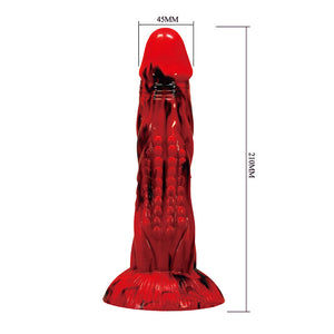 Schéma coté du gode Minotaur : 210 mm de hauteur, 45 mm de diamètre