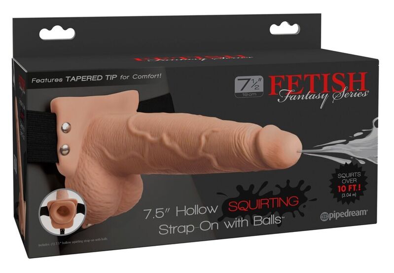 FETISH FANTASY SERIES HARNAIS REGLABLE PENIS REALISTE AVEC BALLES EJACULANTES 19 CM